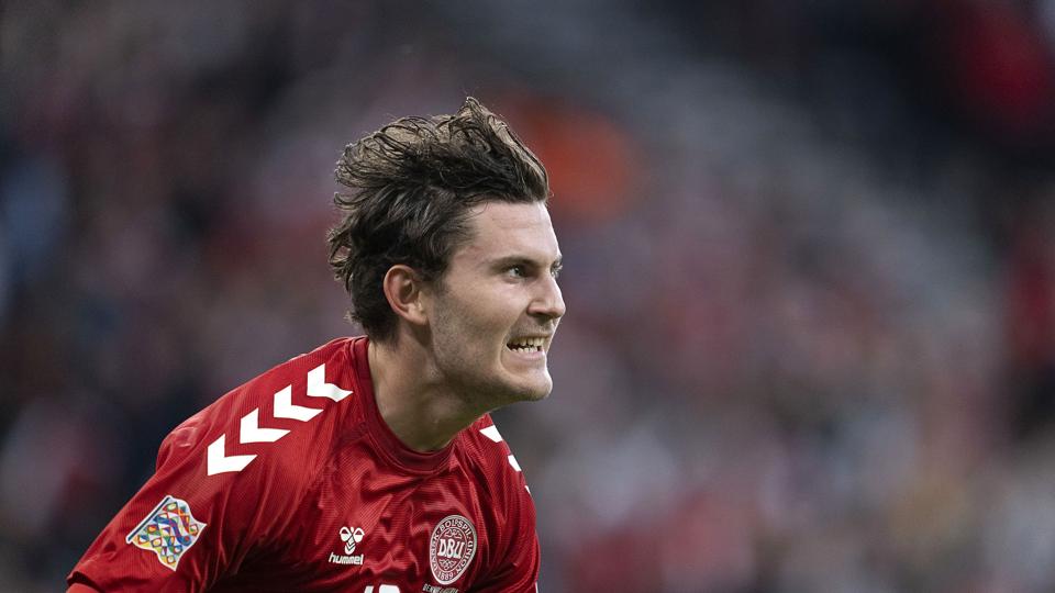 Jonas Wind scorede til 1-0 i Danmarks 2-0-sejr over Østrig. <i>Claus Bech/Ritzau Scanpix</i>