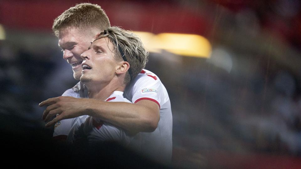 Jens Stryger Larsen blev matchvinder, da Danmark i starten af juni slog Østrig 2-1 på udebane. <i>Liselotte Sabroe/Ritzau Scanpix</i>