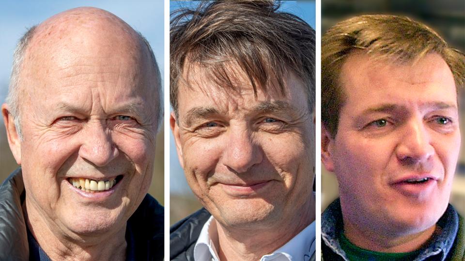 Anders Bundgaard (tv.), Frank Kartz Johansen (midten) og Niels Rauff (th.) gjorde en god handel, da de solgte et kæmpe landbrug syd for Moskva, lige før krigen brød ud. <i>Fotos: Henrik Louis og Preben Madsen. Grafik: Anders Andersen</i>