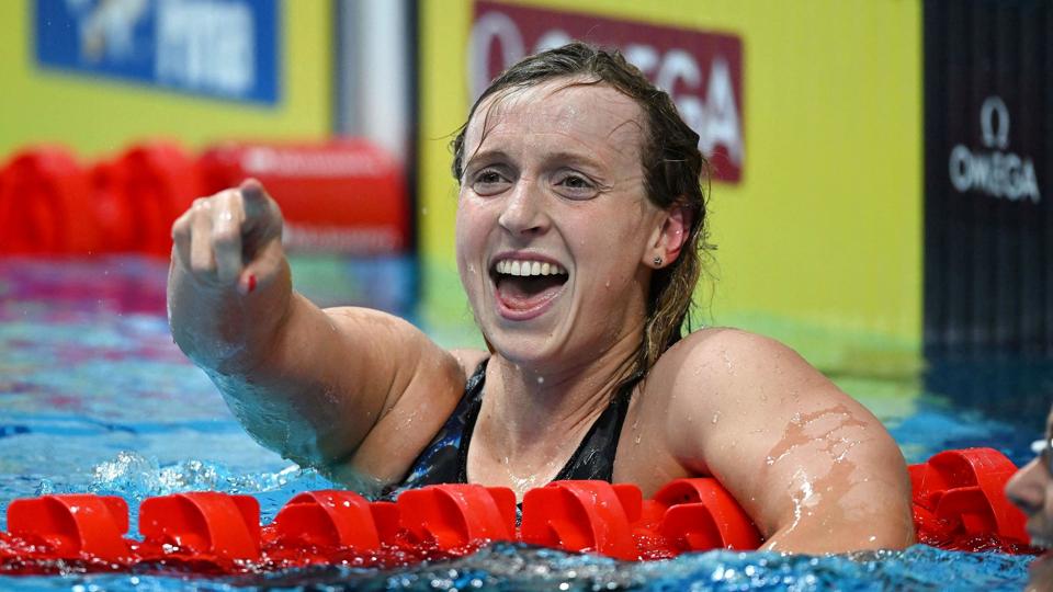 Katie Ledecky var mere end 14 sekunder hurtigere end den nærmeste konkurrent på 1500 meter. <i>Ferenc Isza/Ritzau Scanpix</i>