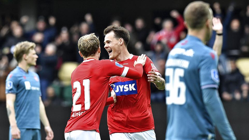 Lukas Engel spillede i foråret 15 kampe for Silkeborg og scorede to mål. Begge scoringer faldt i en 4-2-sejr over AaB i maj. <i>Ernst Van Norde/Ritzau Scanpix</i>