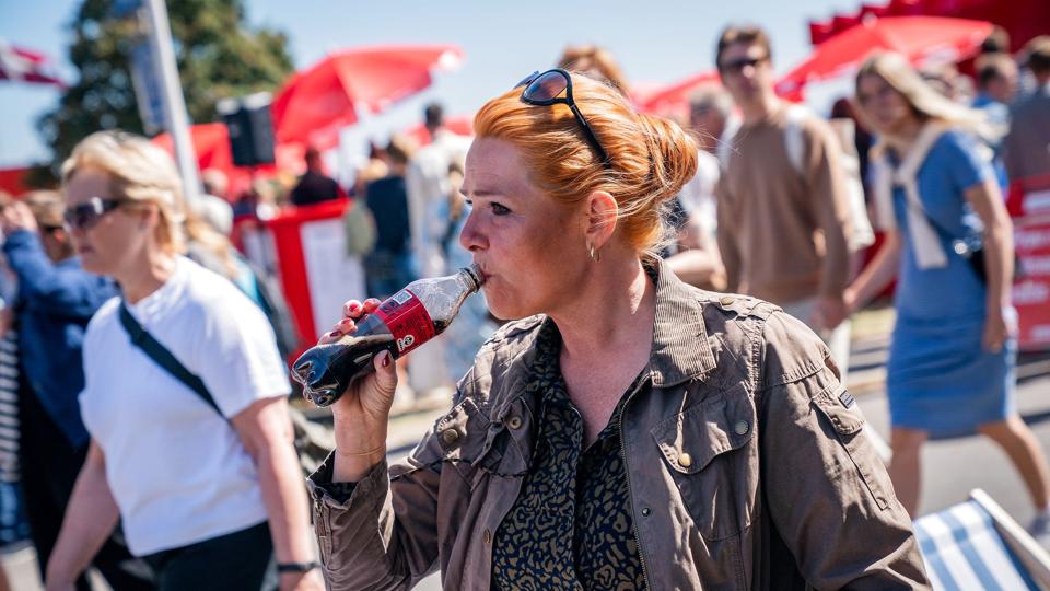 Inger Støjberg udtaler sig til pressen på Folkemødet i Allinge på Bornholm. <i>Ida Marie Odgaard/Ritzau Scanpix</i>
