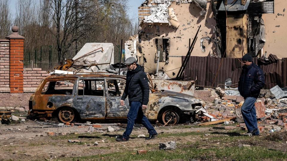 Byen Bohdanivka, hvor forbrydelsen angiveligt skulle have fundet sted, er blevet noget nær totalsmadret af kamphandlinger mellem ukrainske og russiske soldater. (Arkivfoto). <i>Fadel Senna/Ritzau Scanpix</i>
