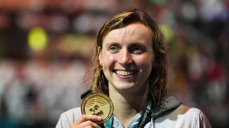 Amerikanske Katie Ledecky har nu 19 VM-guldmedaljer i sin samling. <i>Petr David Josek/Ritzau Scanpix</i>