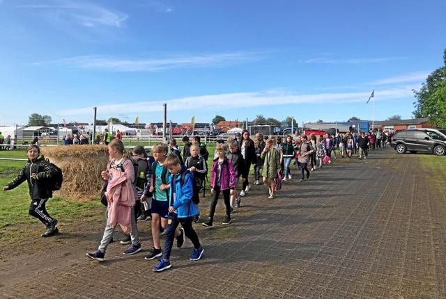 Skoleelever fra Thisted, Morsø og Struer Kommuner strømmer igen til Dyrskuepladsen dagen før Dyrskuet Thy-Mors. Privatfoto