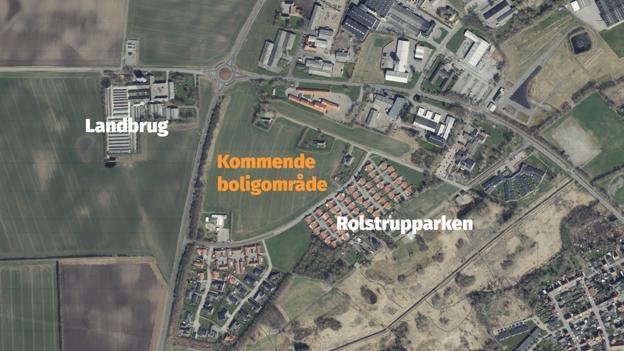 Kort over området, hvor kommunen nu har sikret sig mulighed for udstykninger. <i>Foto: Morsø Kommune</i>