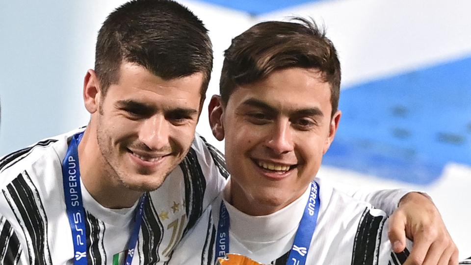 Angriberne Álvaro Morata (til venstre) og Paulo Dybala er begge fortid i Juventus. (Arkivfoto). <i>Miguel Medina/Ritzau Scanpix</i>