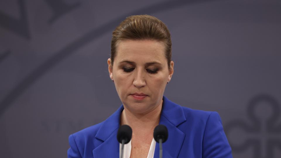 Statsministeren holder pressemøde i Statsministeriet dagen efter minkkommissionens konklusioner, fredag den 1. juli 2022. <i>Ritzau Scanpix</i>