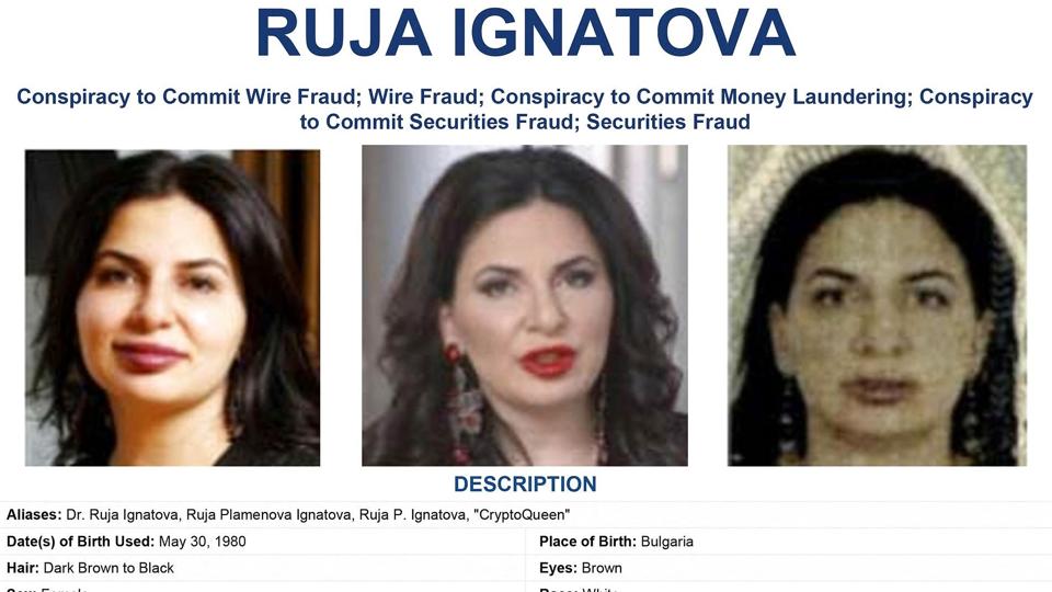 FBI vurderer, at den eftersøgte Ruja Ignatova kan se anderledes ud i dag efter plastikkirurgi. <i>Handout/Ritzau Scanpix</i>