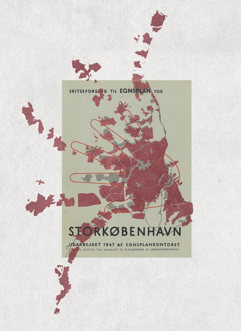 Skitse på Fingerplanen fra 1947, som lagde grundform til udviklingen af hovedstadsregionen og gav svar på en række af datidens udfordringer. Skitse på Fingerplanen fra 1947, som lagde grundform til udviklingen af hovedstadsregionen og gav svar på en række af datidens udfordringer.