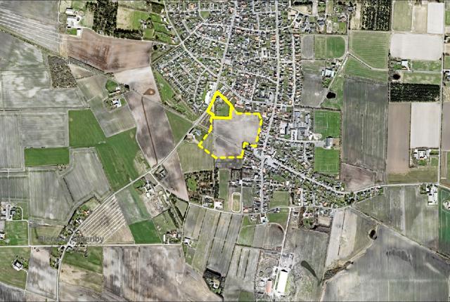 Der er i et stykke tid blevet arbejdet med to nye mulige udstykninger ved Banestien i Biersted. Her begge markeret med gult.