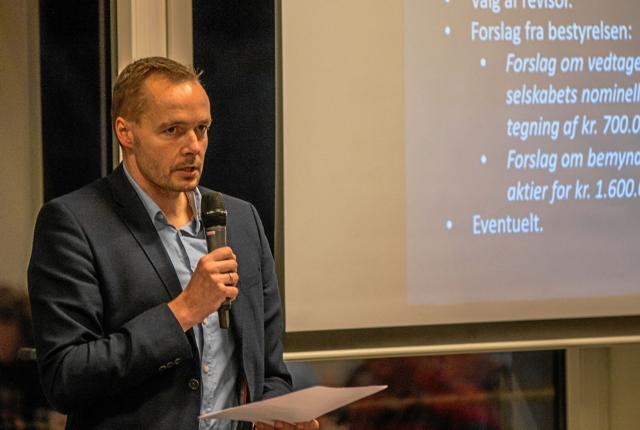 Hobros formand for den professionelle fodbold, Lars Kühnel, aflægger sin beretning.

 Foto: Dannie Rosenkrantz