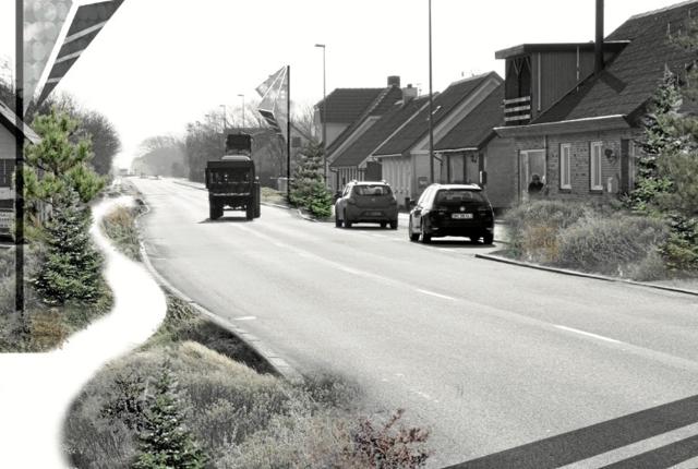 Visualisering af grønnere vejstrøg. Kilde: Hjørring Kommune