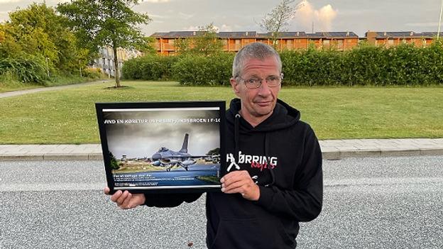 Tommy Thomsen var manden, der overtog sin søns præmie og fik en tur i F16-jagerflyet. Dog uden at gennembryde lydmuren. <i>Foto: Air Transport Wing</i>
