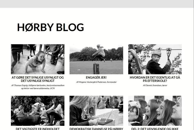 Sådan ser Hørby Efterskoles spritny blog ud. Fotostat: Hørby Blog.