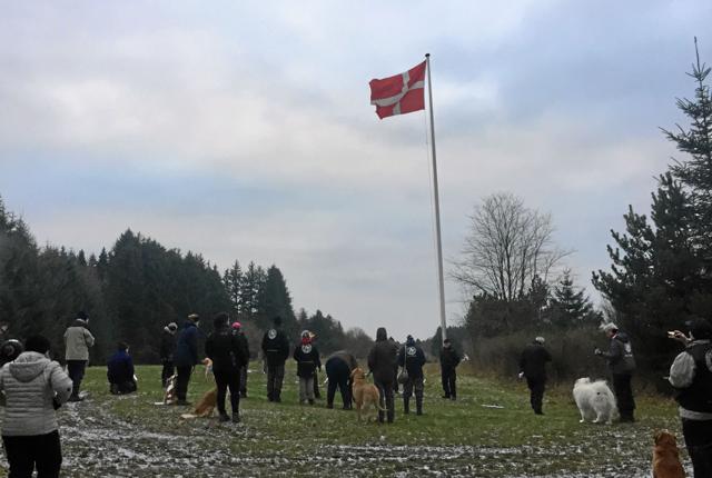 Flaget røg til top v standerhejsningen i DcH Han Herred. Foto: Henrietta Kjeldsen