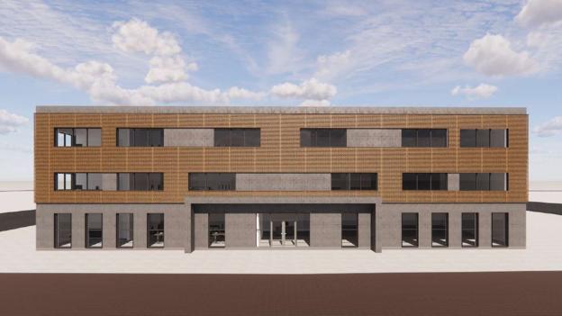 Frede D Nielsen & Breinholts arkitekttegnede nye domicil på 5000 kvadratmeter. <i>Frede D Nielsen & Breinholt</i>