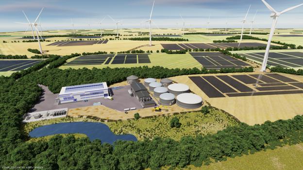 Eurowind har planer om at opføre fem energicentre. To af centrene kommer til at ligge i Nordjylland og centre kunne komme til at se sådan ud. <i>Eurowind</i>