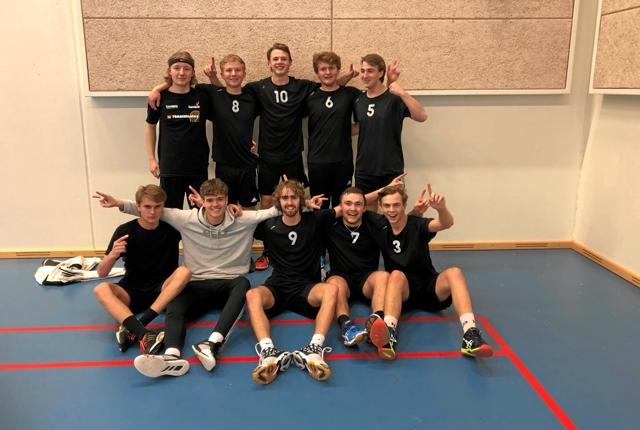 Vesthimmerlands Gymnasiums skrappe volleyballdrenge, som nu er klar til at spille om gymnasie-DM i Odense. Privatfoto