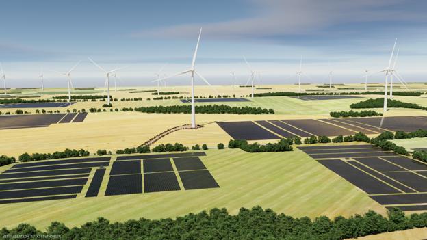 Eurowind vil selv stå for at investere i vindmøller og solcelleparker, men det er planen, at de nye energicentre også skal stå for produktion af brint, biogas samt lagring af energien. <i>Eurowind</i>