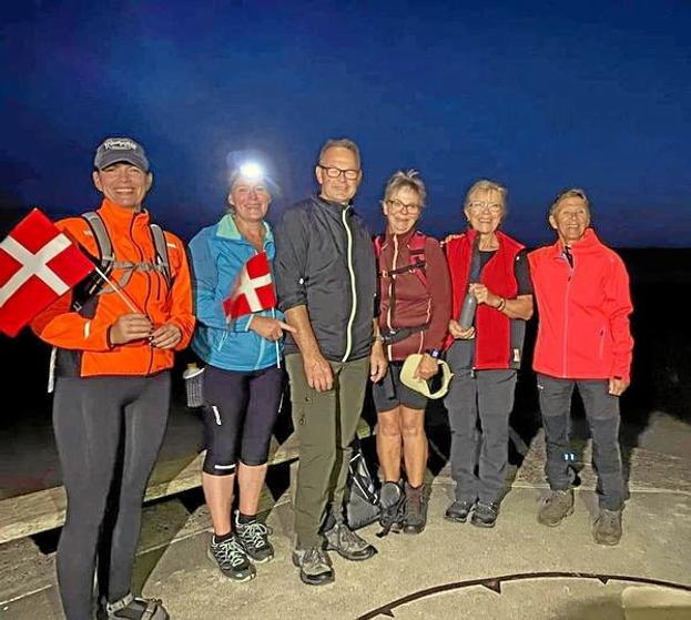 l Team Grønkjær valgte at gå fra Hjørring Golfklub til Skagen – og i alt nåede holddeltagerne op på 380 kilometer: Privatfoto: Stafet for Livet, Hjørring