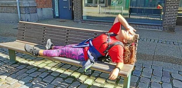 Her ses vinderen Vasicila, der ligesom sidste år gik – hold fast – alle de 24 timer, Stafet For Livet varede. Privatfoto: Stafet for Livet, Hjørring
