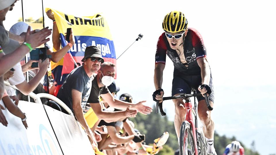 Geraint Thomas blev nummer fem på fredagens etape og ligger på en samlet tredjeplads. <i>Marco Bertorello/Ritzau Scanpix</i>