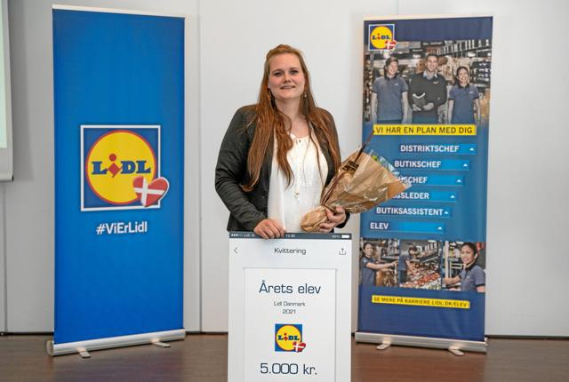 Linda Skovhave Petersen er kåret til årets elev i Lidl. Linda arbejder til dagligt i Lidl-butikken i Thisted. Foto: Lidl PR