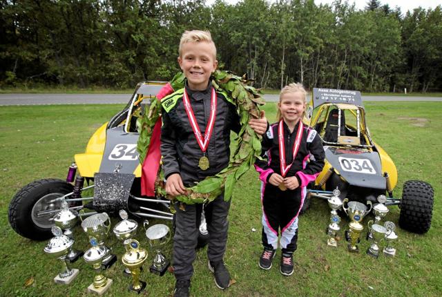 10-årige Jonas Nielsen fra Asaa vandt DM i crosskart for tredje gang. Han søster, Liv, vandt bronze. Foto: Jørgen Ingvardsen
