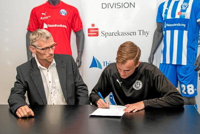 Mathias Andersen forlænger sin kontrakt med Thisted FC. Foto: Thisted FC Elite A/S
