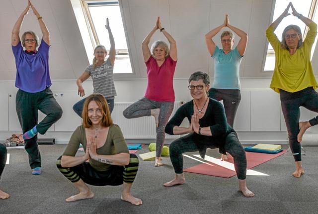 Der blev trænet i mange former for yoga ved sammenkomsten i Løgstør. Foto: Mogens Lynge