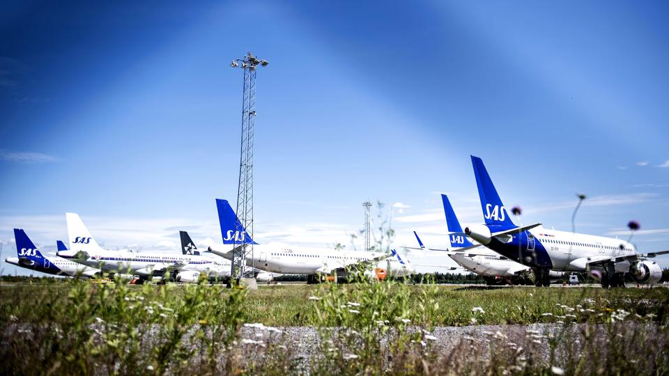 Omkring 1000 SAS-piloter fra Danmark, Norge og Sverige gik mandag i sidste uge i strejke, efter at forhandlingerne imellem dem og SAS brød sammen. <i>Annika Byrde/Ritzau Scanpix</i>