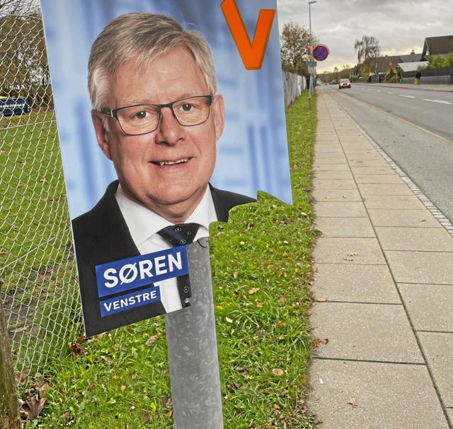 Søren Smalbro er en af de kandidater, der har fået sine valgplakater ødelagt.