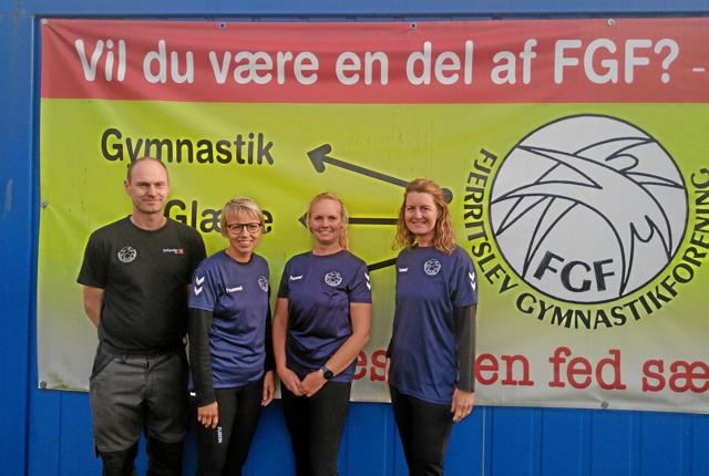 Rene Hellegaard (formand), Susanne Fårbæk, Maria Sørensen og Henriette Viborg (næstformand) danner bestyrelsen for Fjerritslev Gymnastikforening. Privatfoto