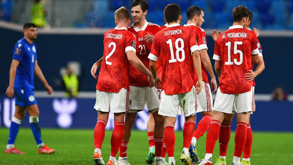 Ruslands herrelandshold i fodbold har ikke været i aktion siden november sidste år. (Arkivfoto). <i>Olga Maltseva/Ritzau Scanpix</i>