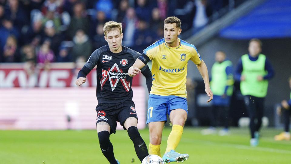 Andreas Bruus var med til at ødelægge FC Midtjyllands gulddrømme, da han i maj scorede et meget sent mål til 2-2, da Brøndby gæstede Herning. <i>Bo Amstrup / Ritzau Scanpix/Ritzau Scanpix</i>