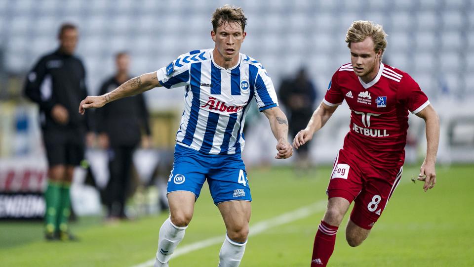 Ryan Johnson Laursen (tv.) har spillet 111 kampe for OB. <i>Claus Fisker/Ritzau Scanpix</i>