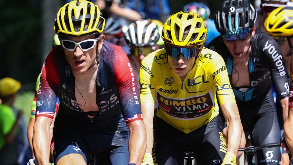 Jonas Vingegaard fastholdt sit forspring i toppen af klassementet på den første etape i Pyrenæerne. <i>Thomas Samson/Ritzau Scanpix</i>