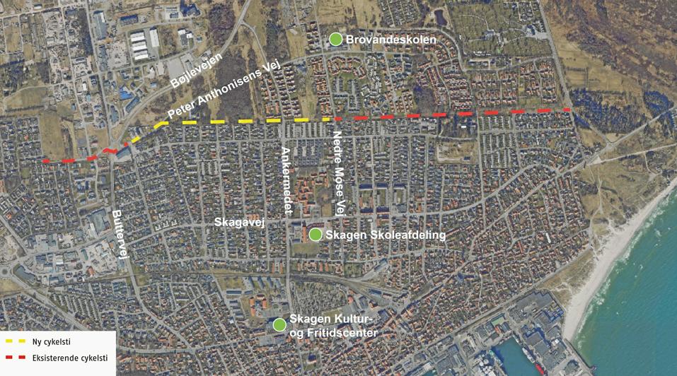 En ny cykelsti mellem Nedre Mosevej og Nordmarksvænget i Skagen bliver nu en realitet. <i>Foto: Frederikshavn Kommune</i>