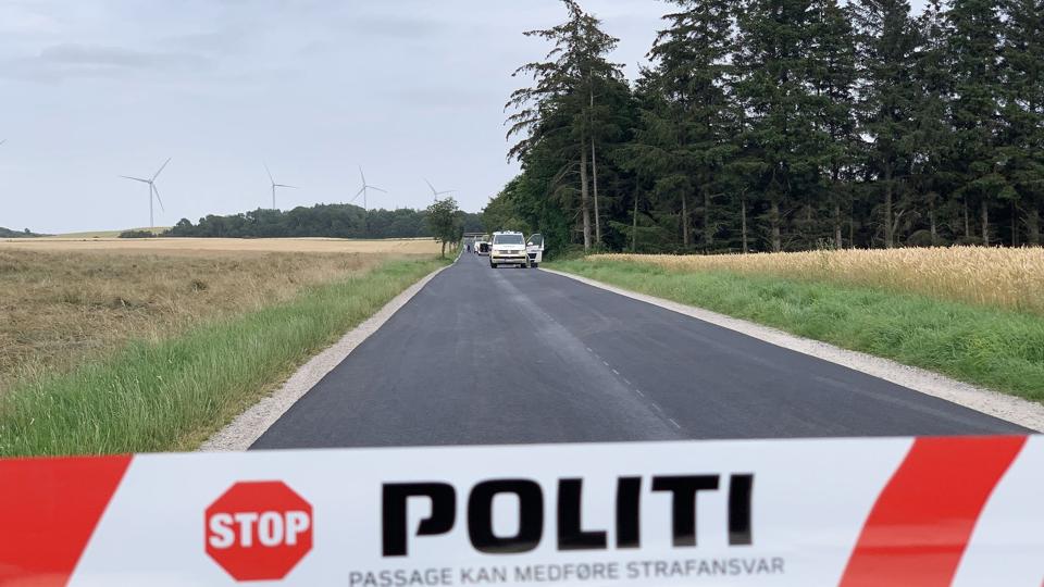 Liget af Frank Dan Nørgaard Jørgensen blev fundet i et skovområde nær byen Gassum i Østjylland. Her var politiet til stede i flere timer fra torsdag eftermiddag. <i>Unknown/Ritzau Scanpix</i>