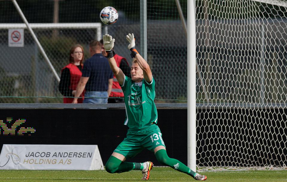 Her ses Marcus Bundgaard Sørensen i aktion for Vendsyssel i sæsonpremieren mod Hillerød. <i>Foto: Henrik Bo</i>