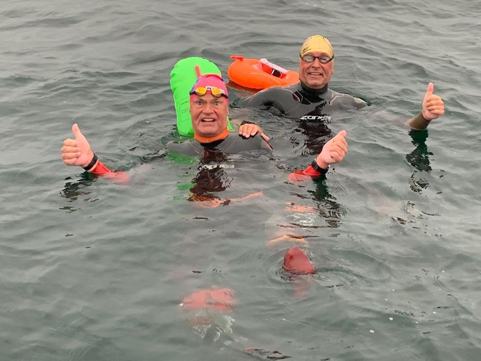 Per Kristensen og Anders Vestergaard svømmede fra Frederikshavn til Læsø <i>Privatfoto</i>