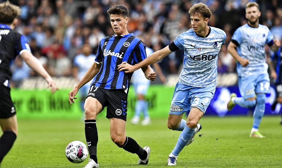 Daniel Høegh debuterede søndag for Randers FC mod ex-klubben OB, som også var i spil for forsvarsspilleren denne sommer. <i>Ernst Van Norde/Ritzau Scanpix</i>
