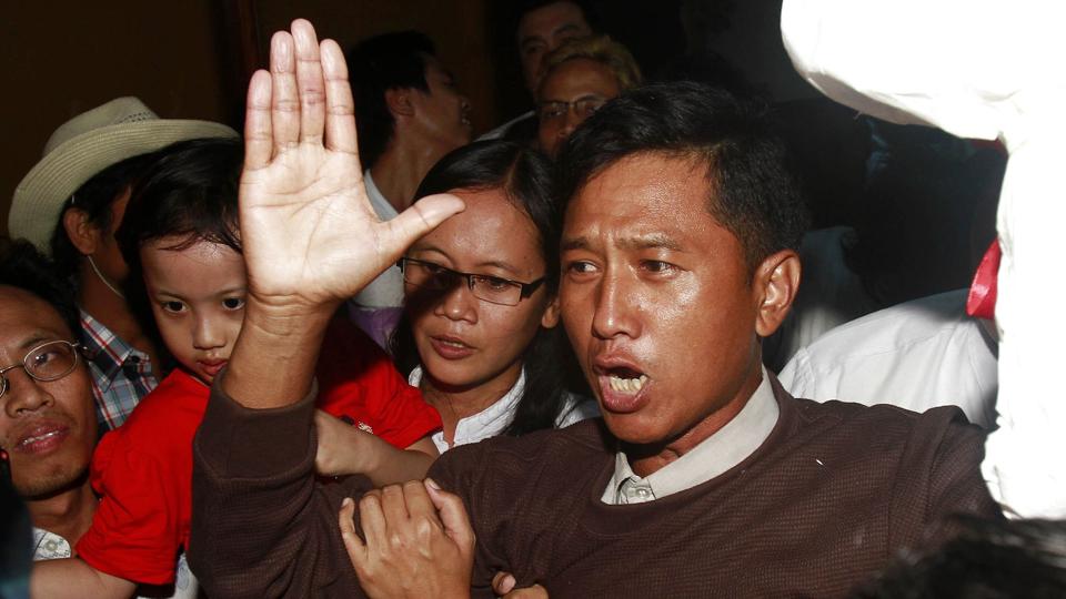 Kyaw Min Yu blev et kendt ansigt under Myanmars studenteropgør i 1988 mod landets tidligere militærregime. Her ses han i januar 2012, efter at han lige er blevet løsladt fra fængslet. <i>Uncredited/Ritzau Scanpix</i>