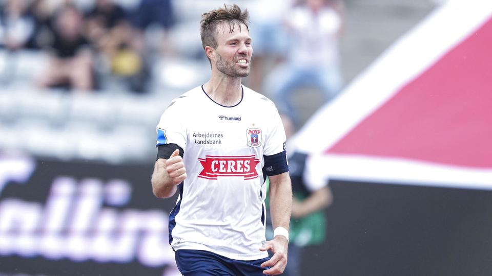 Patrick Mortensen har indtil videre bidraget med 55 mål i 120 kampe for AGF. <i>Claus Fisker/Ritzau Scanpix</i>