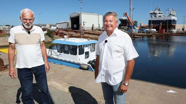 De to havde indkaldt til pressemøde lige over for det oprindelige Karstensensen Skibsværft, hvor tørdokken skal opføres. <i>Foto: Bente Poder</i>
