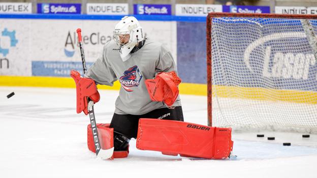 Thomas Lillie havde første træningsdag i lighed med flere andre pirater, da Aalborg Pirates gik på isen for første gang i den nye sæson. <i>Foto: Bo Lehm</i>