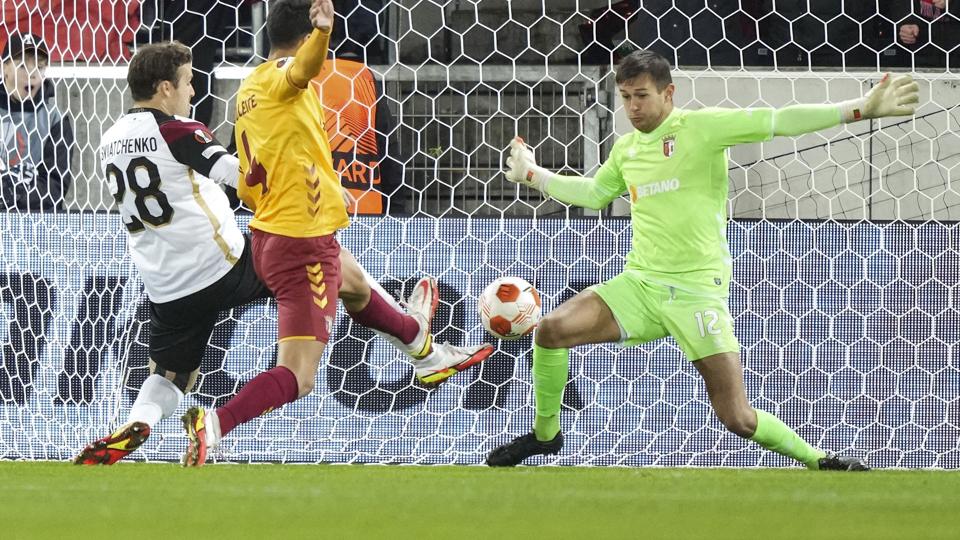 Erik Sviatchenko scorede det ene af målene, da FC Midtjylland sidste år slog Braga 3-2 på hjemmebane. Det blev også til et dansk nederlag i Portugal. <i>Claus Fisker/Ritzau Scanpix</i>