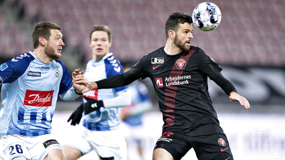 Luca Pfeiffer (til højre) nåede blot 17 kampe for FC Midtjylland. (Arkivfoto). <i>Henning Bagger/Ritzau Scanpix</i>