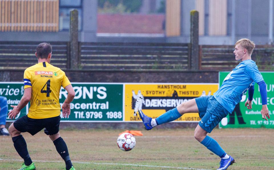 Mads Rønnow fik debut for Jammerbugt FC i 2-1-sejren over Klitmøller. <i>Foto: Bo Lehm</i>